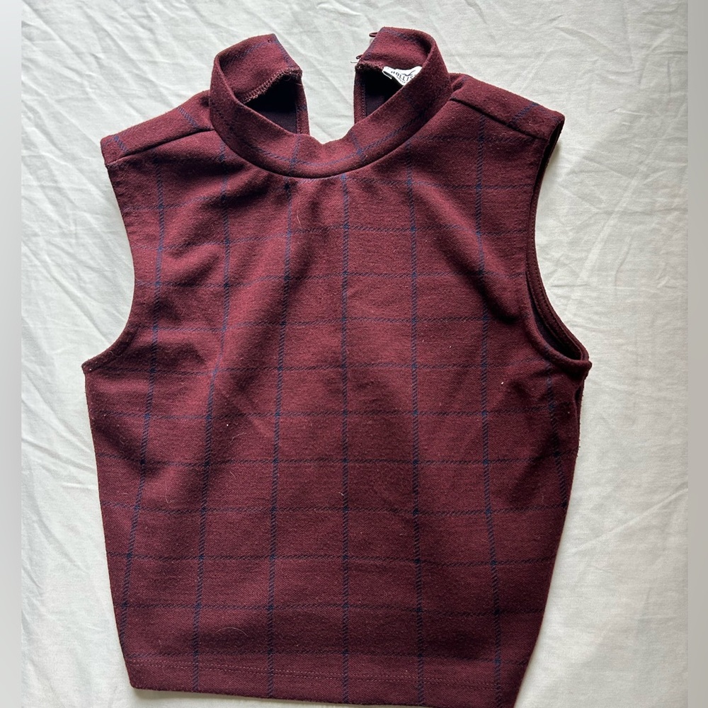 Hollister Maroon with Navy Stripes Crop Top